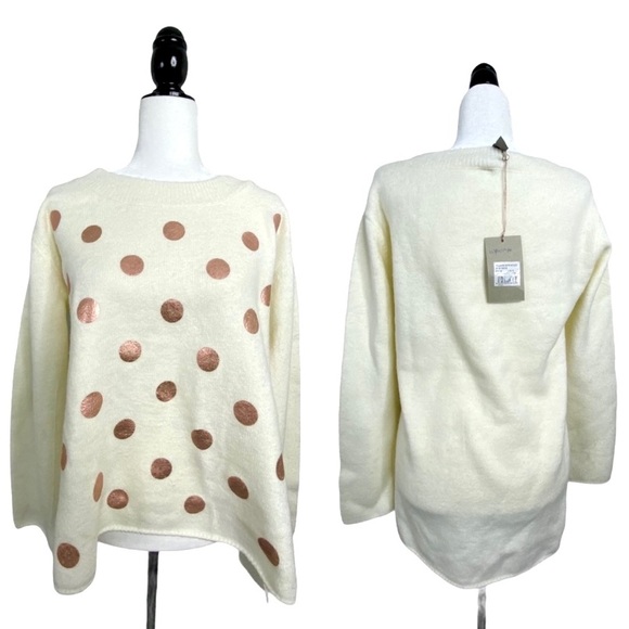 🆕 Brand New Ivory Mismash Pegun Oversized Thick Polka Dot Sweater M - Picture 5 of 11